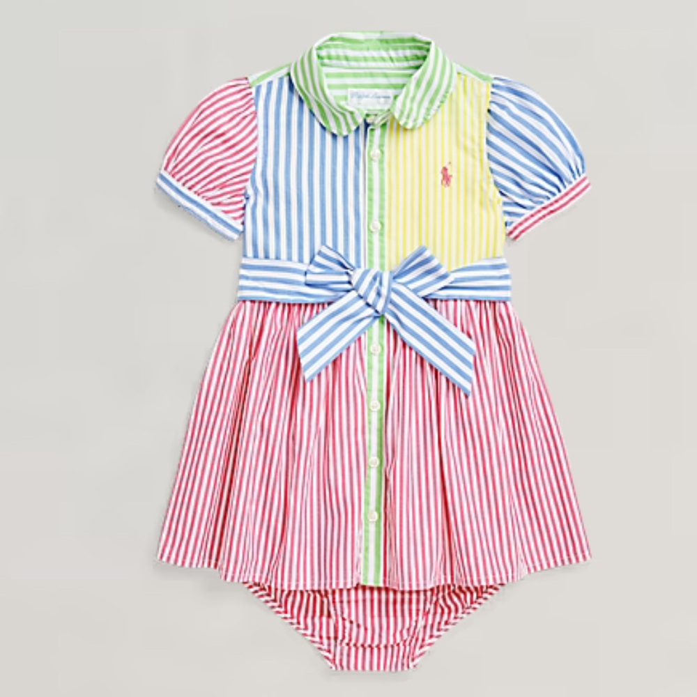 Polo by Ralph Lauren Multi-Color Striped Tie-Waist Dress